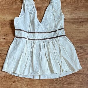 Forever 21 Cream Lace Babydoll Tank Top Size M Boho Cottagecore